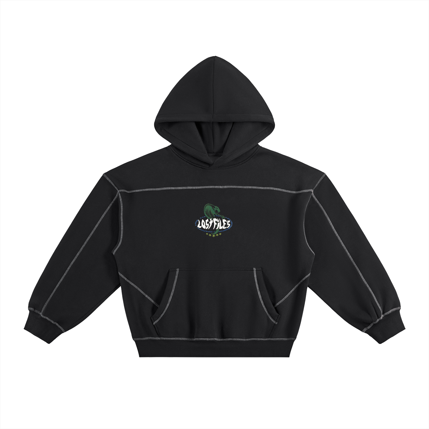 PELE CONTRAST STITCH BOXY HOODIE